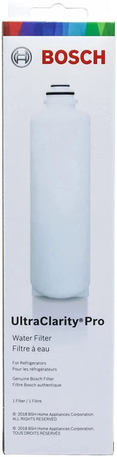 Bosch UltraClarity Pro water filter packaging on a white background