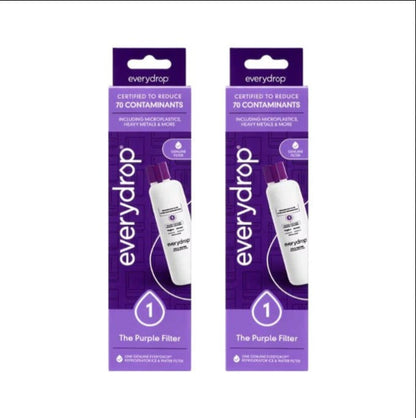 Two purple Everydrop replacement filter strips side by side on a white background.