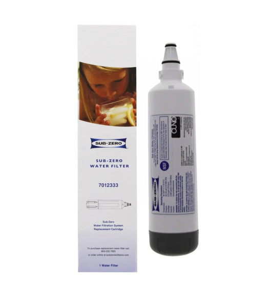 Sub-Zero water filter with packaging on a white background